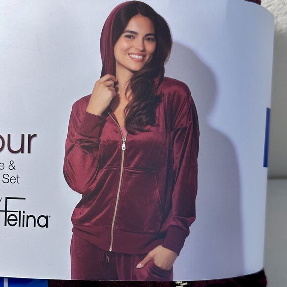 Felina Women's Luxe Velour Track Suit Size L Purple Soft Loungewear Relax Fit - Picture 6 of 12